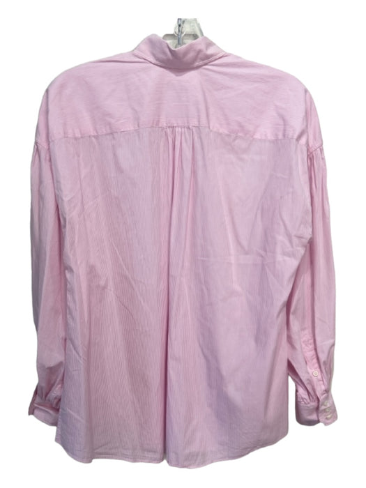 Ann Mashburn Size M Pink & White Cotton Vertical Stripes Button Down Top Pink & White / M