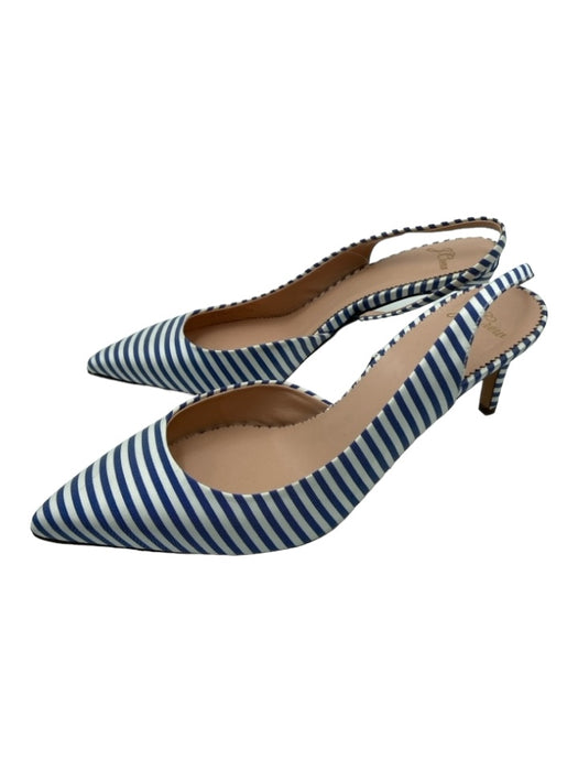 J Crew Shoe Size 9.5 Blue & White Cloth Striped Pointed Toe Slingback Pumps Blue & White / 9.5