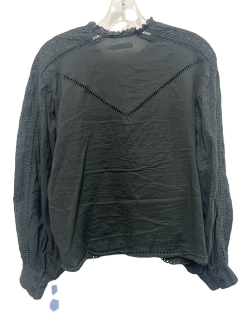 Mariacher Size M Gray Green Cotton Long Balloon Sleeve Ladder Lace Top Gray Green / M