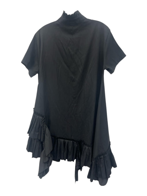 Beulahstyle Size M Black Cotton Blend Accordion Pleats Asymmetrical Dress Black / M