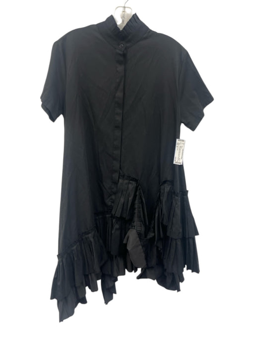 Beulahstyle Size M Black Cotton Blend Accordion Pleats Asymmetrical Dress Black / M