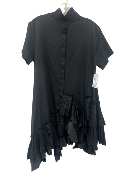 Beulahstyle Size M Black Cotton Blend Accordion Pleats Asymmetrical Dress Black / M