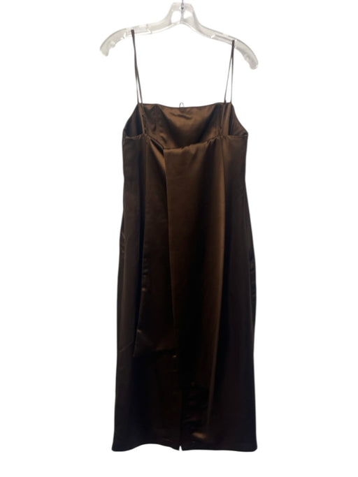 Le AL.X Size S Brown Polyester Satin Spaghetti Strap Drape Detail Side Zip Dress Brown / S