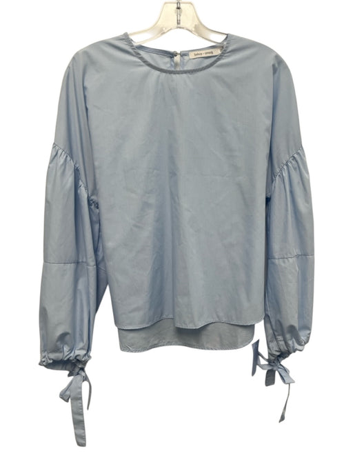 Bishop + Young Size S Light Blue Cotton Blend Long Balloon Sleeve Tie Wrist Top Light Blue / S