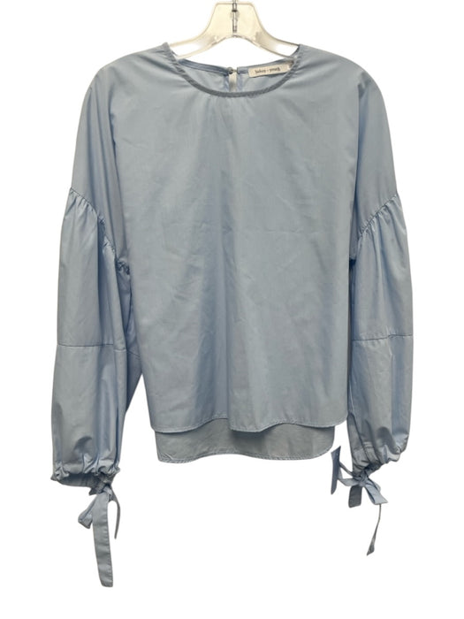 Bishop + Young Size S Light Blue Cotton Blend Long Balloon Sleeve Tie Wrist Top Light Blue / S