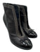 Chanel Shoe Size 41 Black Lambskin Leather Patent Toe Cap Chain Detail Booties Black / 41