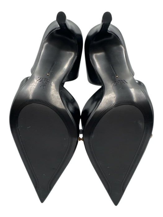 Zara Shoe Size 40 Black & Gold PU Leather Metallic Detail Pointed Toe Pumps Black & Gold / 40
