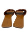 Staud Shoe Size 39 Tan Brown Leather Upper Scrunch Strap Slide Flat Mule Sandals Tan Brown / 39
