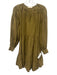 Ulla Johnson Size 0 Brown Green Cotton Long Balloon Sleeve Gathered Detail Dress Brown Green / 0