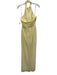 Azazie Size A8 Butter Yellow Polyester Halter Neck Draped Gathered Pleats Gown Butter Yellow / A8