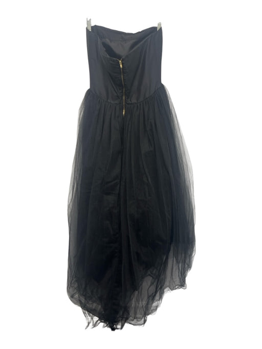 Allison Parris Size 6 Black Silk Strapless Mesh Skirt Asymmetrical High Low Gown Black / 6