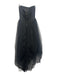 Allison Parris Size 6 Black Silk Strapless Mesh Skirt Asymmetrical High Low Gown Black / 6