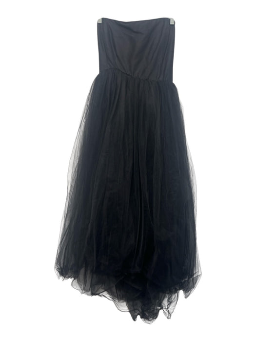 Allison Parris Size 6 Black Silk Strapless Mesh Skirt Asymmetrical High Low Gown Black / 6
