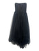 Allison Parris Size 6 Black Silk Strapless Mesh Skirt Asymmetrical High Low Gown Black / 6