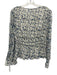 Rebecca Taylor Size 8 Cream White & Blue Silk Floral Sheer Overlay V Neck Top Cream White & Blue / 8