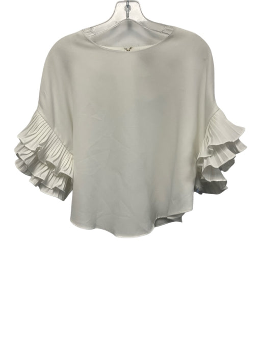 ontwelfth Size S Cream White Polyester 1/2 Sleeve Accordion Pleat Back Zip Top Cream White / S