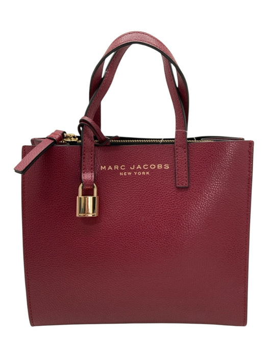 Marc Jacobs Maroon Red Pebbled Leather Handbag Zip Pocket Bag Maroon Red / S