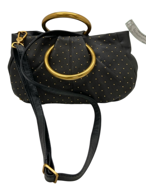 Hobo Black & Gold Leather & Metal Magnetic Closure Crossbody Studs Bag Black & Gold
