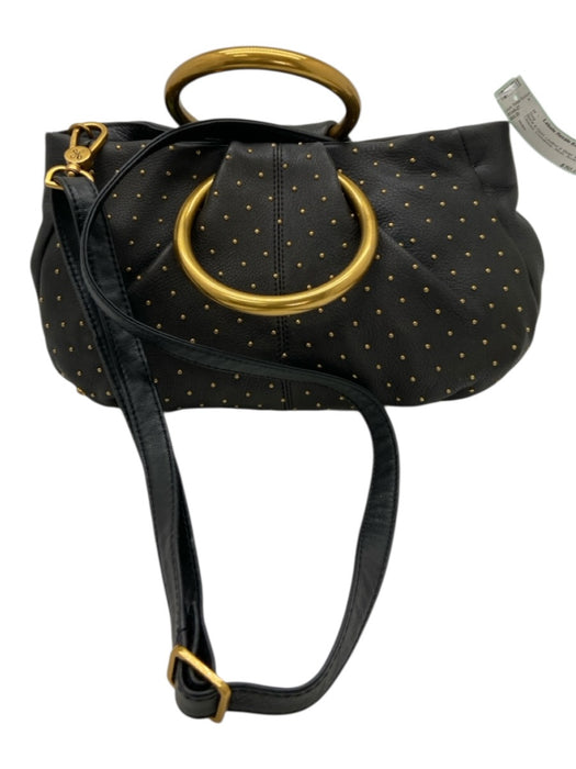 Hobo Black & Gold Leather & Metal Magnetic Closure Crossbody Studs Bag Black & Gold