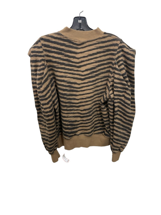 Agolde Size M Black & Brown Cotton Turtleneck Abstract Stripe Sweatshirt Black & Brown / M