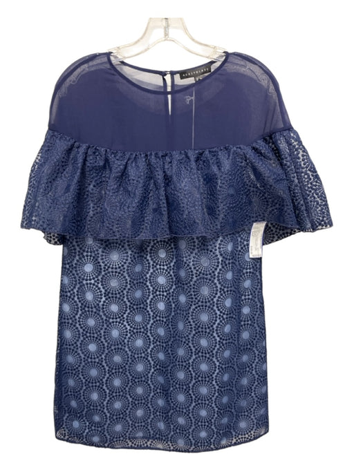 Abbey Glass Size Small Navy Polyester Chiffon Cape Sleeve Circle Dress Navy / Small