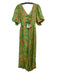 Cleobella Size S Pink & Green Viscose Floral Puff Short Sleeve Keyhole Jumpsuit Pink & Green / S