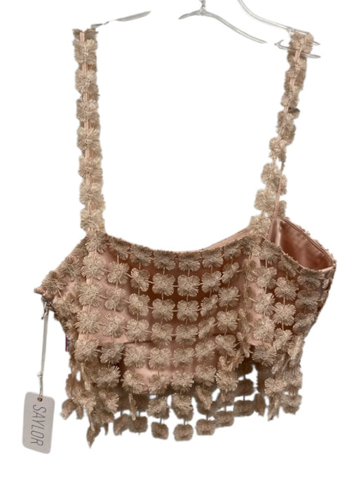 Saylor Size XS Champagne Pink Polyester Spaghetti Strap Fringe Midi Skirt Set Champagne Pink / XS
