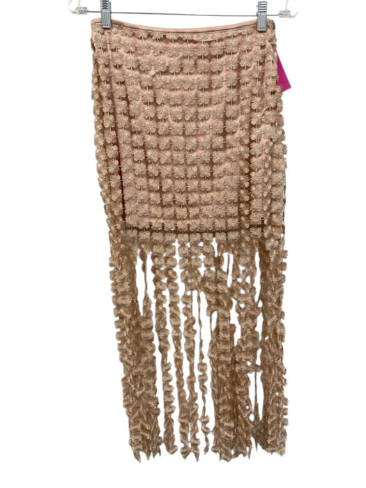 Saylor Size XS Champagne Pink Polyester Spaghetti Strap Fringe Midi Skirt Set Champagne Pink / XS