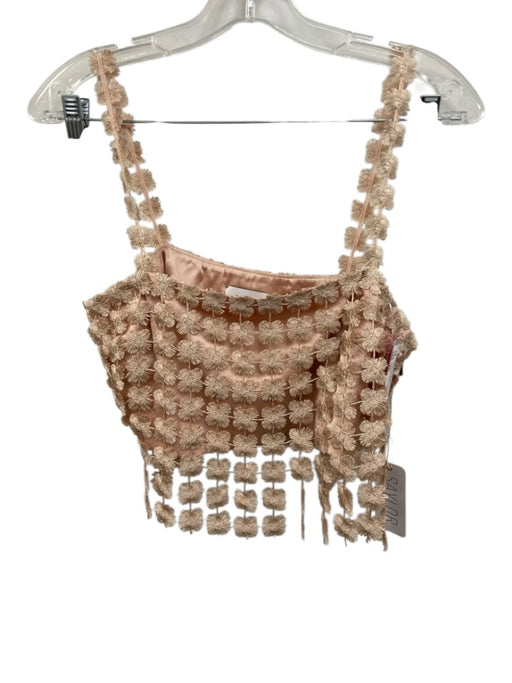 Saylor Size XS Champagne Pink Polyester Spaghetti Strap Fringe Midi Skirt Set Champagne Pink / XS
