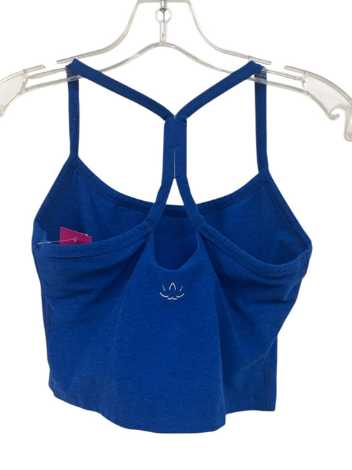 Beyond Yoga Size M Royal Blue Racer Back Heathered Built In Bra Cropped Top Royal Blue / M