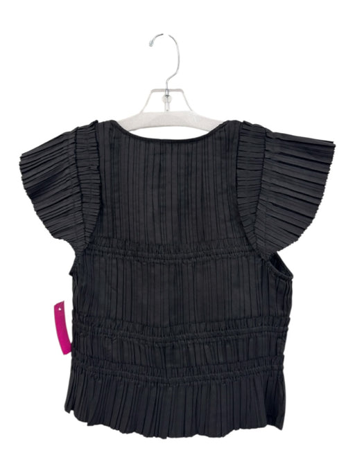 Sea New York Size S Black Polyester Cap Sleeve Accordion Pleat Tie Front Top Black / S