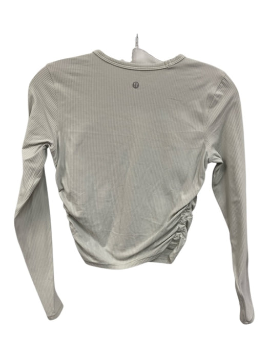 Lululemon Size Est S Light Gray Long Sleeve Ribbed Cinched Sides Cropped Top Light Gray / Est S