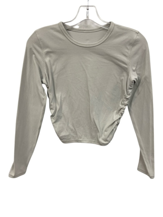 Lululemon Size Est S Light Gray Long Sleeve Ribbed Cinched Sides Cropped Top Light Gray / Est S