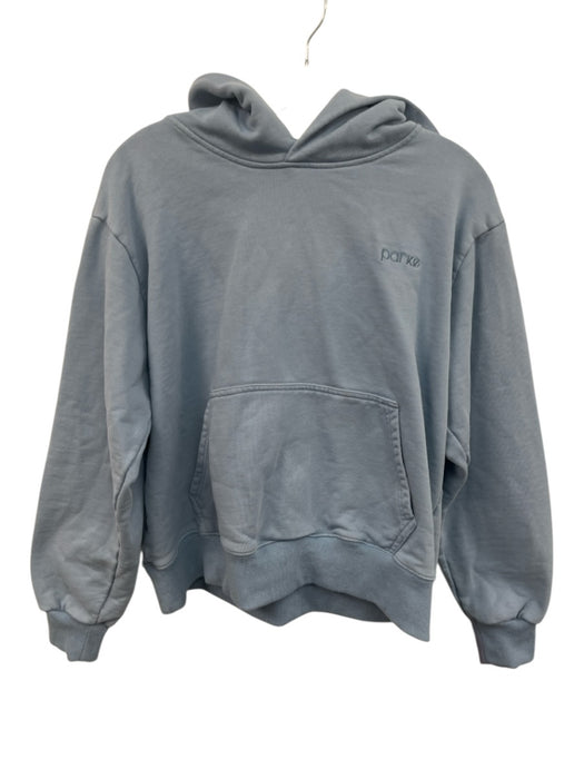 Parke Size S/M Slate Blue Long Sleeve Embroidered Logo Front Pocket Sweatshirt Slate Blue / S/M