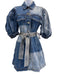 Aje Size 8 Medium & light wash Cotton Denim 1/2 Puff Sleeve Button Front Dress Medium & light wash / 8
