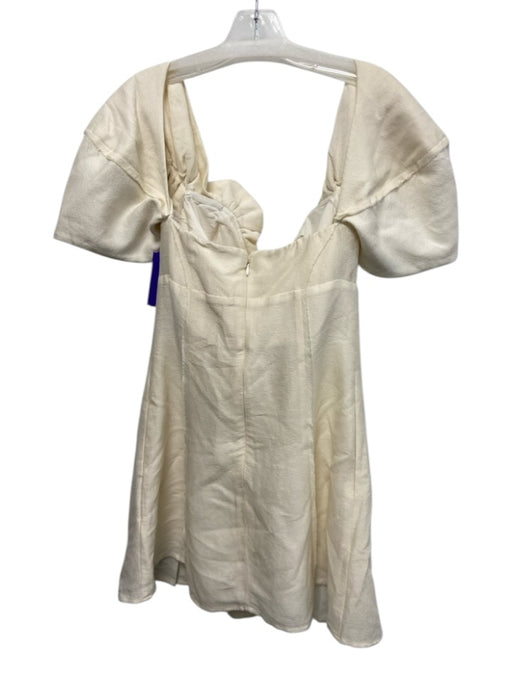 Cult Gaia Size 4 Cream White Linen Blend Off Shoulder Gathered Pleating Dress Cream White / 4
