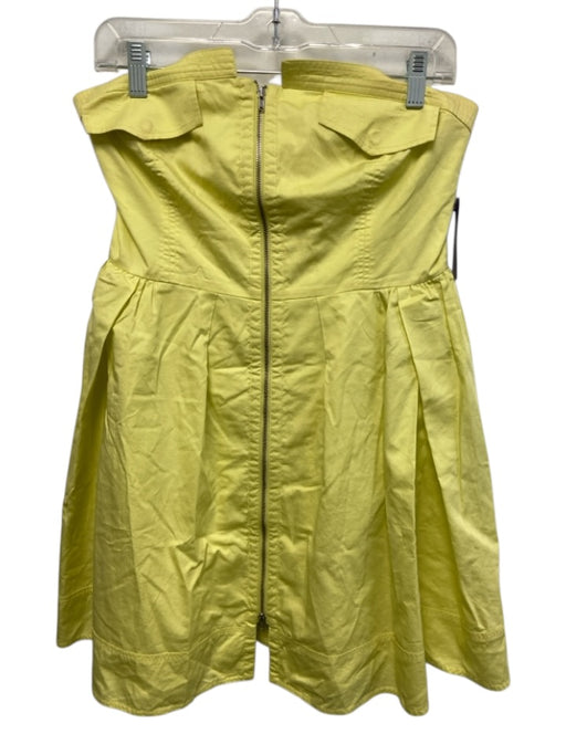 Self-Portrait Size Est M Yellow Cotton Strapless Zip Front Gathered Waist Dress Yellow / Est M