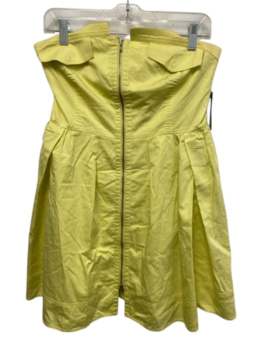 Self-Portrait Size Est M Yellow Cotton Strapless Zip Front Gathered Waist Dress Yellow / Est M