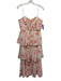 Self-Portrait Size 8 Cream White & Pink Polyester Abstract Floral Tiered Dress Cream White & Pink / 8