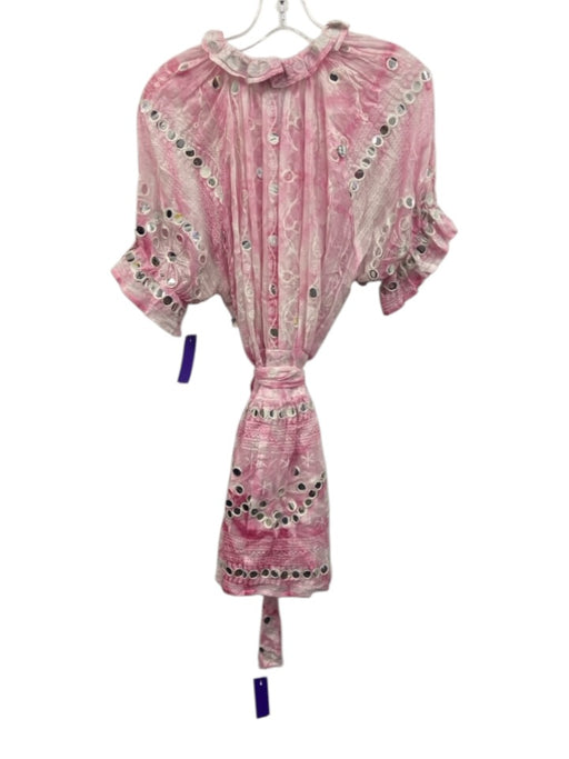 Juliet Dunn Size 1 Pink & White Missing Fabric Tag Tie Dye Sequin Detail Dress Pink & White / 1