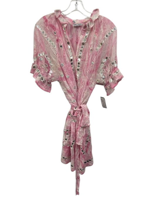 Juliet Dunn Size 1 Pink & White Missing Fabric Tag Tie Dye Sequin Detail Dress Pink & White / 1