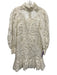 Alice + Olivia Size 8 White Cotton Open Lace High Neck Long Balloon Sleeve Dress White / 8