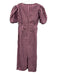 Ganni Size 44 Pink & Brown Cotton Striped Short Puff Sleeve Side Cut Outs Dress Pink & Brown / 44