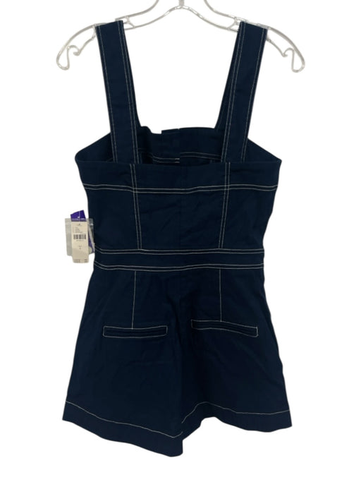 Maeve by ANTHROPOLGIE Size 6 Navy Blue Viscose Blend Contrast Stitch Romper Navy Blue / 6