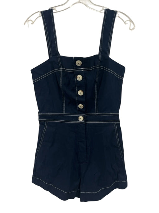 Maeve by ANTHROPOLGIE Size 6 Navy Blue Viscose Blend Contrast Stitch Romper Navy Blue / 6
