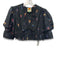 Farm Rio Size M Black & Multi Cotton Embroidered 1/2 Puff Sleeve Crop Top Black & Multi / M