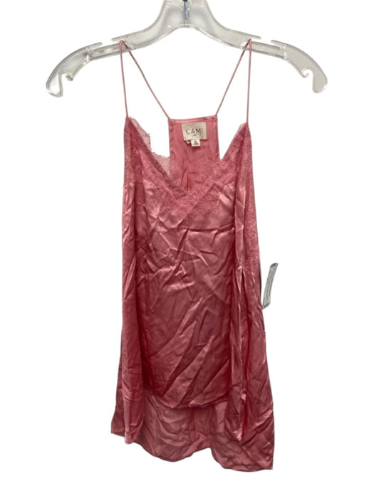 Cami NYC Size M Pink Silk Spaghetti Strap Lace Detail V Neck Slip Top Pink / M