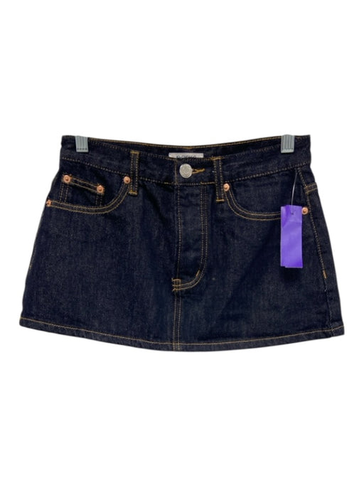 Parke Size 25 Dark Wash Cotton Denim A Line Button & Zip Fly Micro Mini Skirt Dark Wash / 25