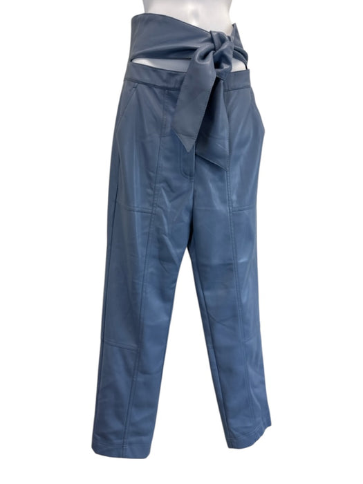 Jonathan Simkhai Size 6 Dusty Blue PU Leather Paneled Tie Waist Tapered Pants Dusty Blue / 6
