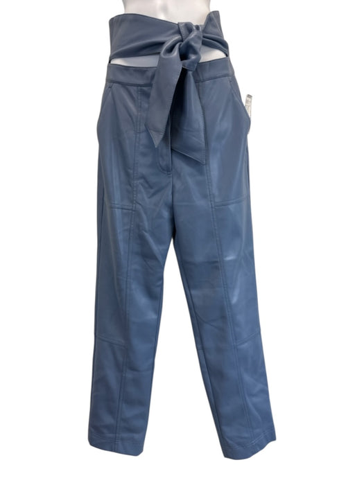 Jonathan Simkhai Size 6 Dusty Blue PU Leather Paneled Tie Waist Tapered Pants Dusty Blue / 6